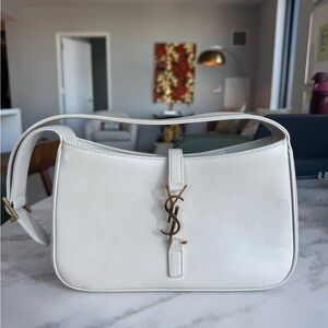 Yves Saint Laurent Ivory Shoulder Bag with Gold Logo